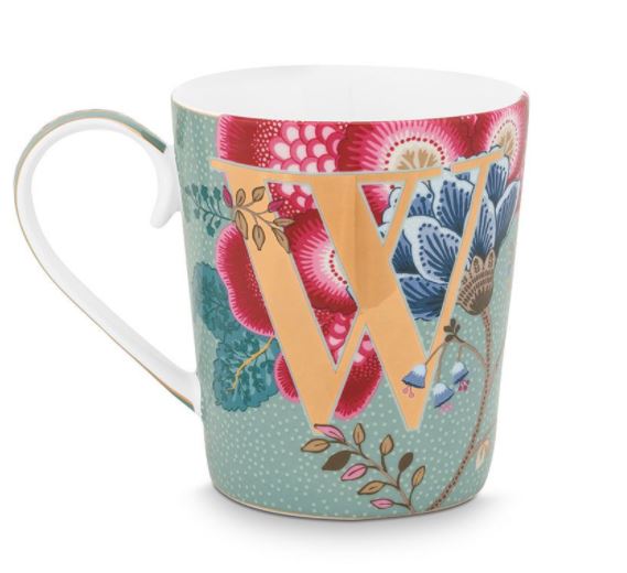 PIP STUDIO Floral Fantasy Alphabet Becher light blue W 0,35 l