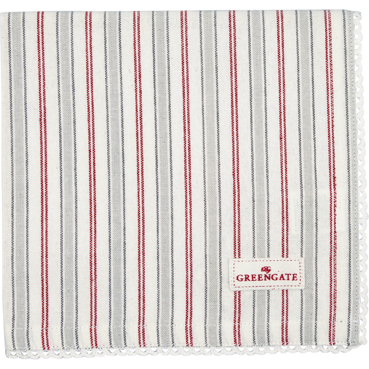 Greengate Cara Stoffserviette mit Spitze rot 40x40cm