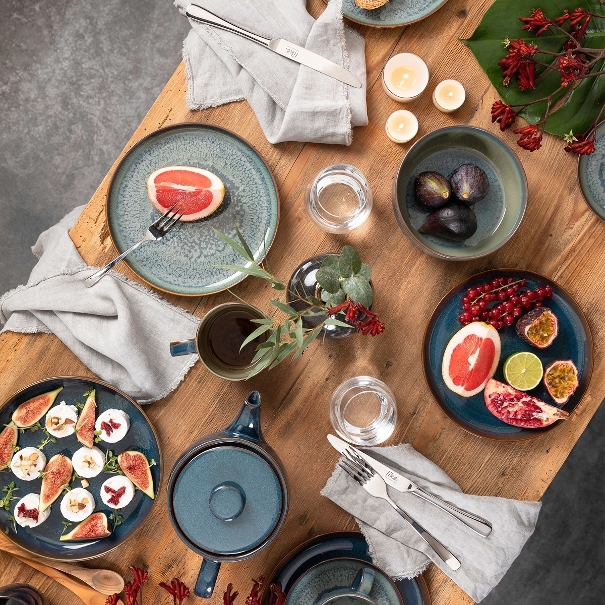 like Villeroy & Boch Crafted Denim blau-braun Frühstücksset 6-teilig