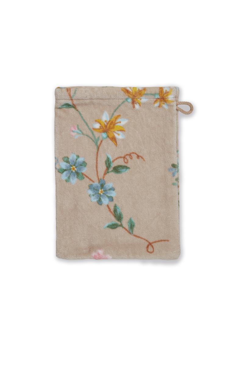 Les Fleurs Waschhandschuh khaki 16x22cm (1 Stück) Freisteller