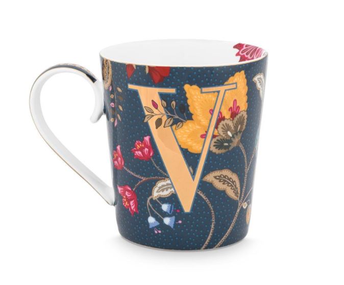 PIP STUDIO Floral Fantasy Alphabet Becher blue V 0,35 l