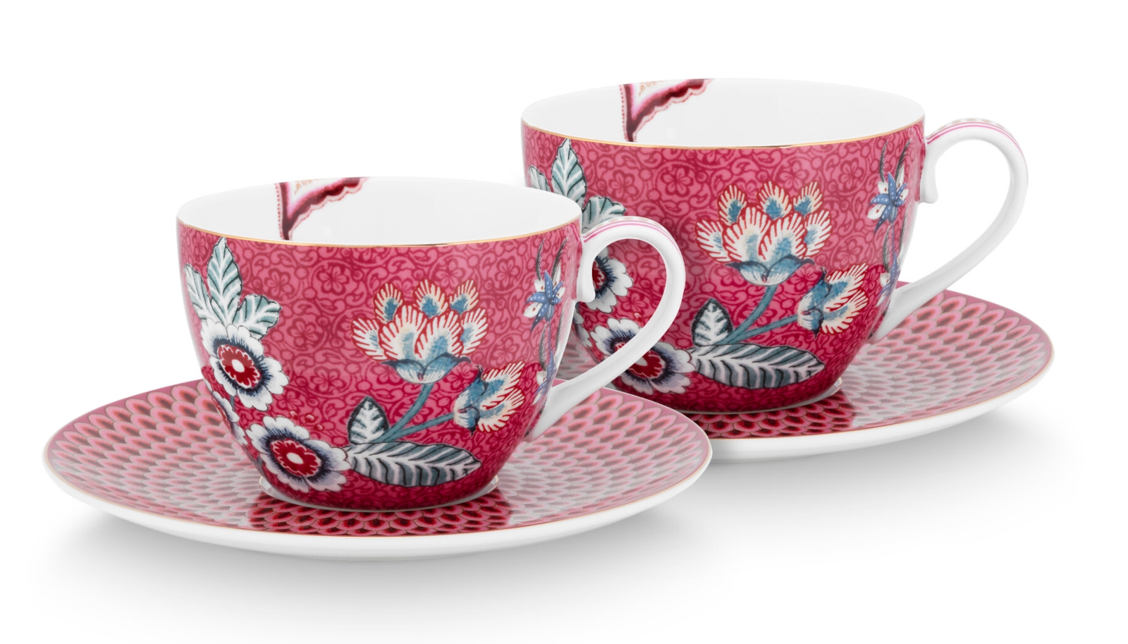 PIP STUDIO Flower Festival Tasse m.Unte. dark pink 280ml Set2