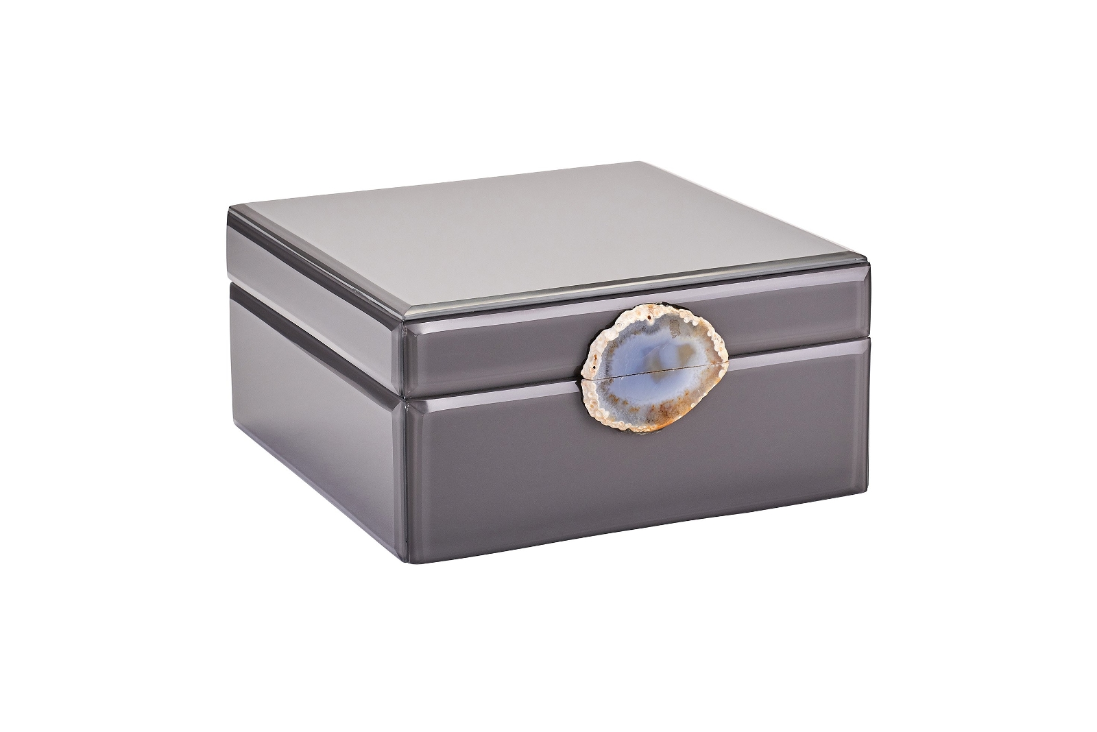 Giftcompany Miroir Spiegelbox mit Achat grau M 21,5 cm