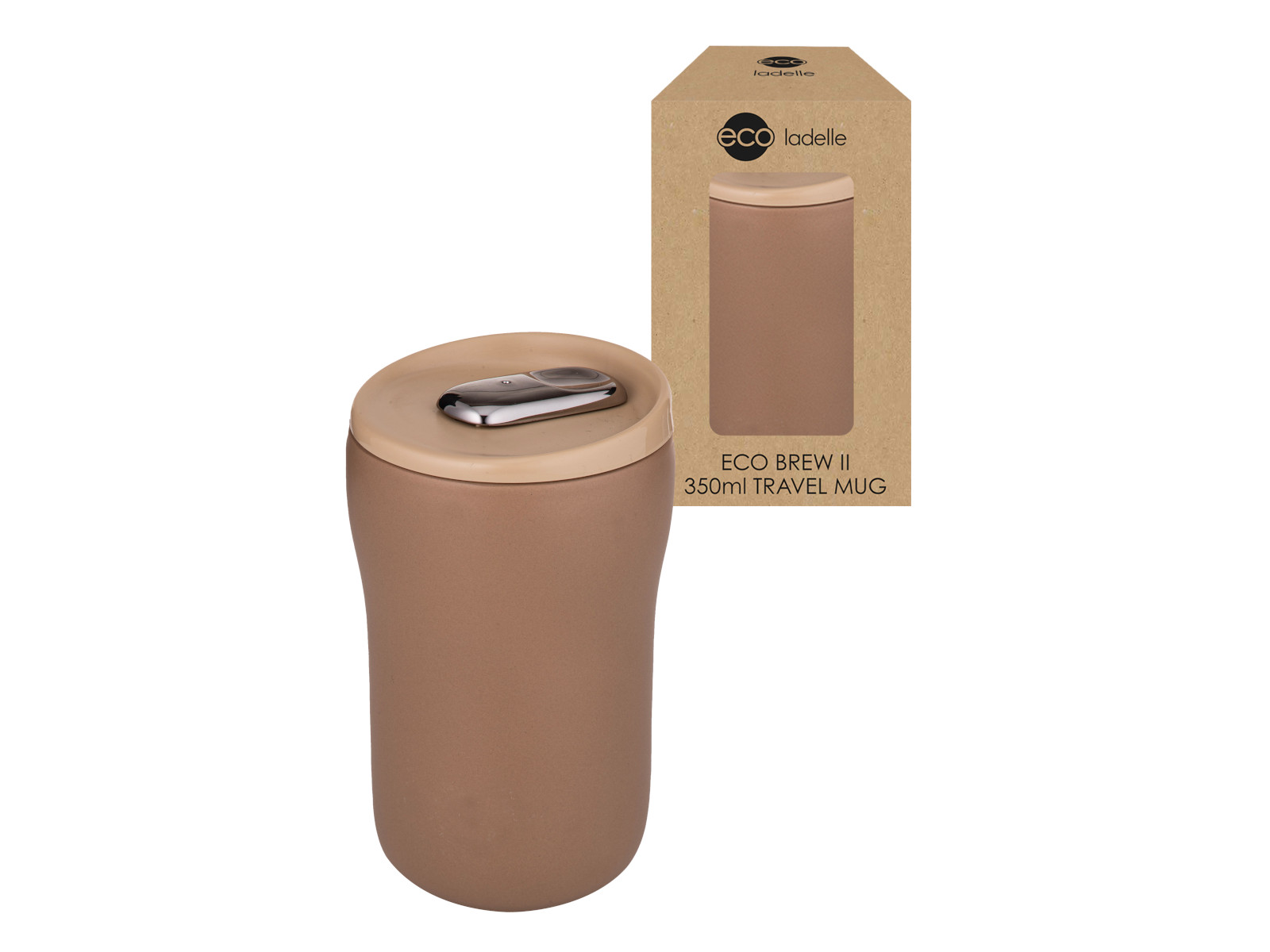 Ladelle ECO BREW II To-Go-Becher doppelwandig keramik beige 0,35l Freisteller