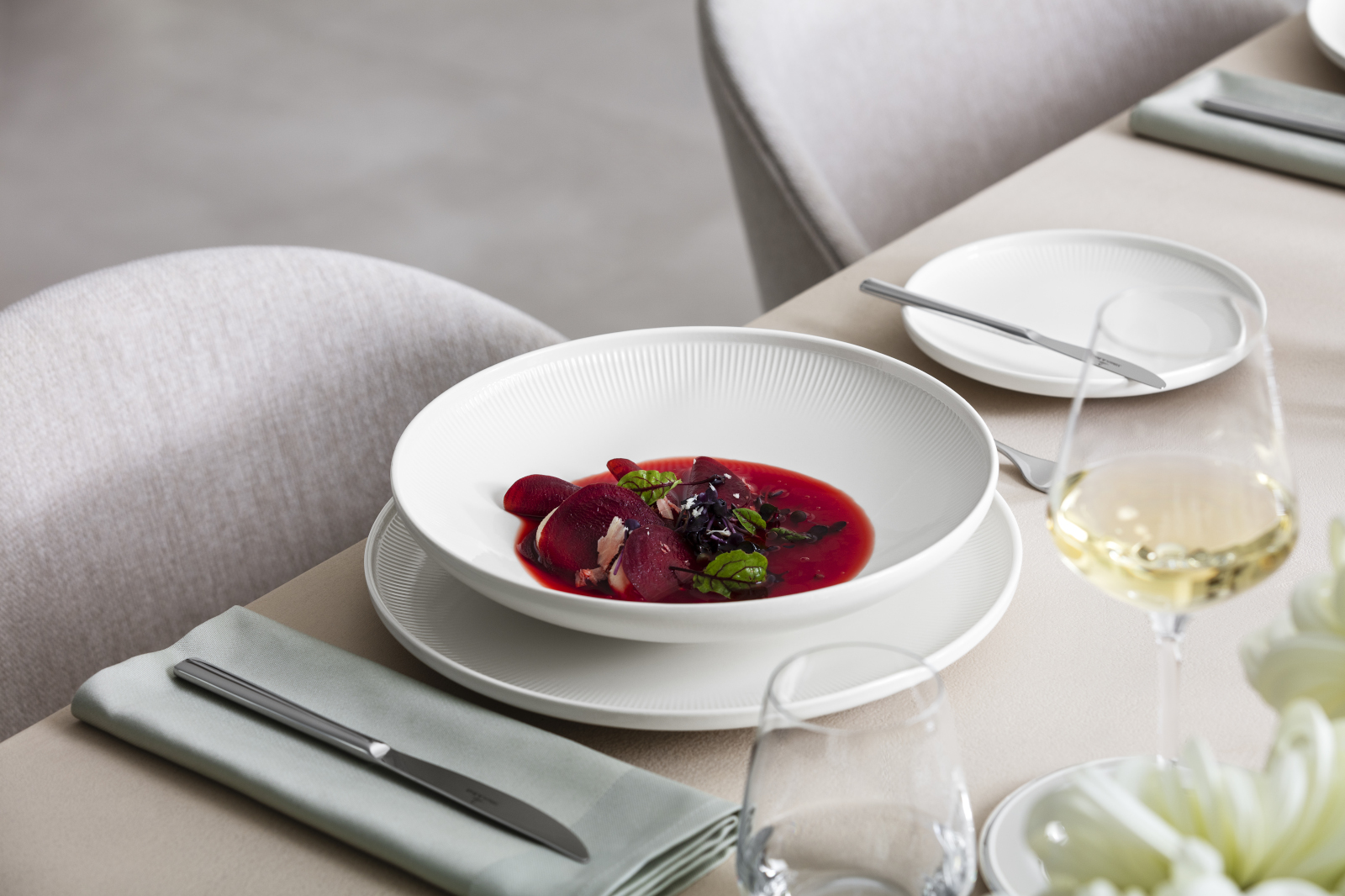 Villeroy &amp; Boch Afina Speiseteller weiß 27cm Set6 Lifestyle 