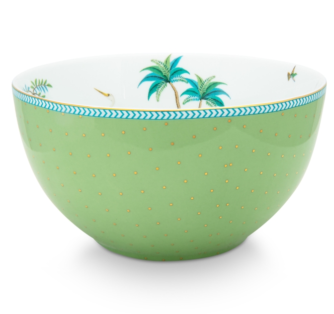 PIP STUDIO Jolie Gold Dots Green Bowl 15 cm