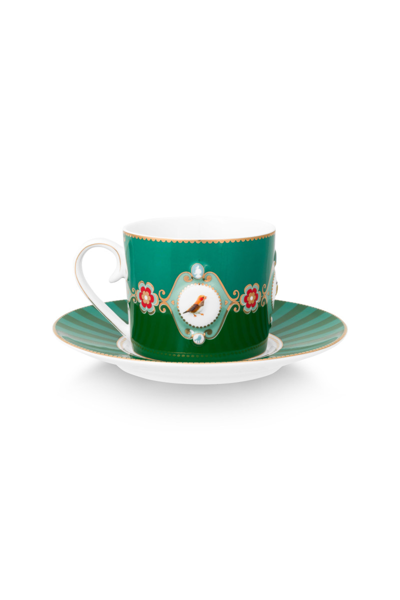 PIP STUDIO Love Birds Medallion Tasse m.U. grün 200ml