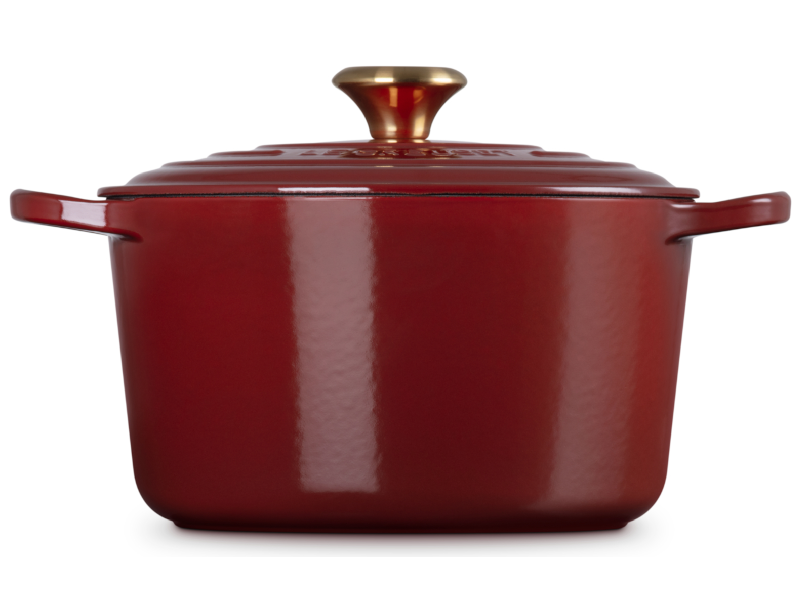 Le Creuset Bräter hoch Signature rund rhone mit Gold-Knauf 24cm Freisteller 3