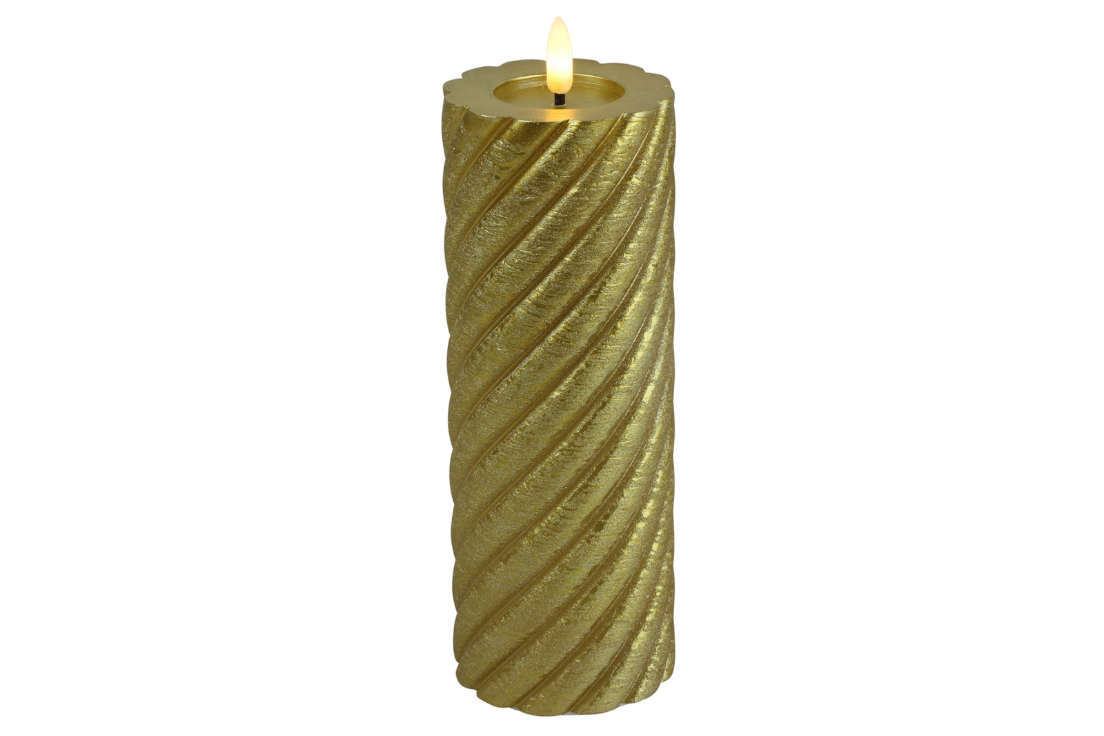 Decostar Stumpenkerze Rustikal LED Twirly XL gold 20cm