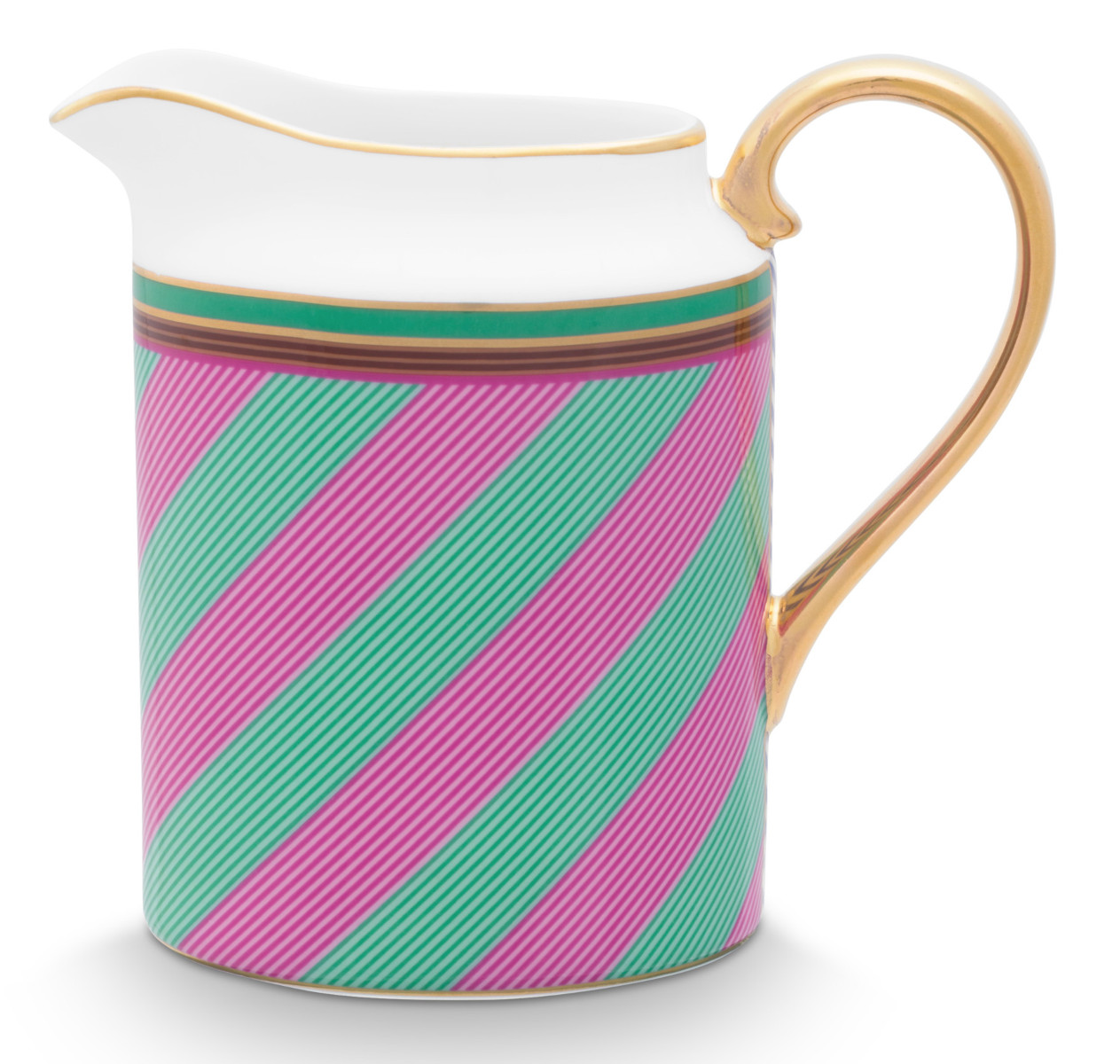 PIP STUDIO Chique Stripes Milchkännchen pink-green 260ml Freisteller