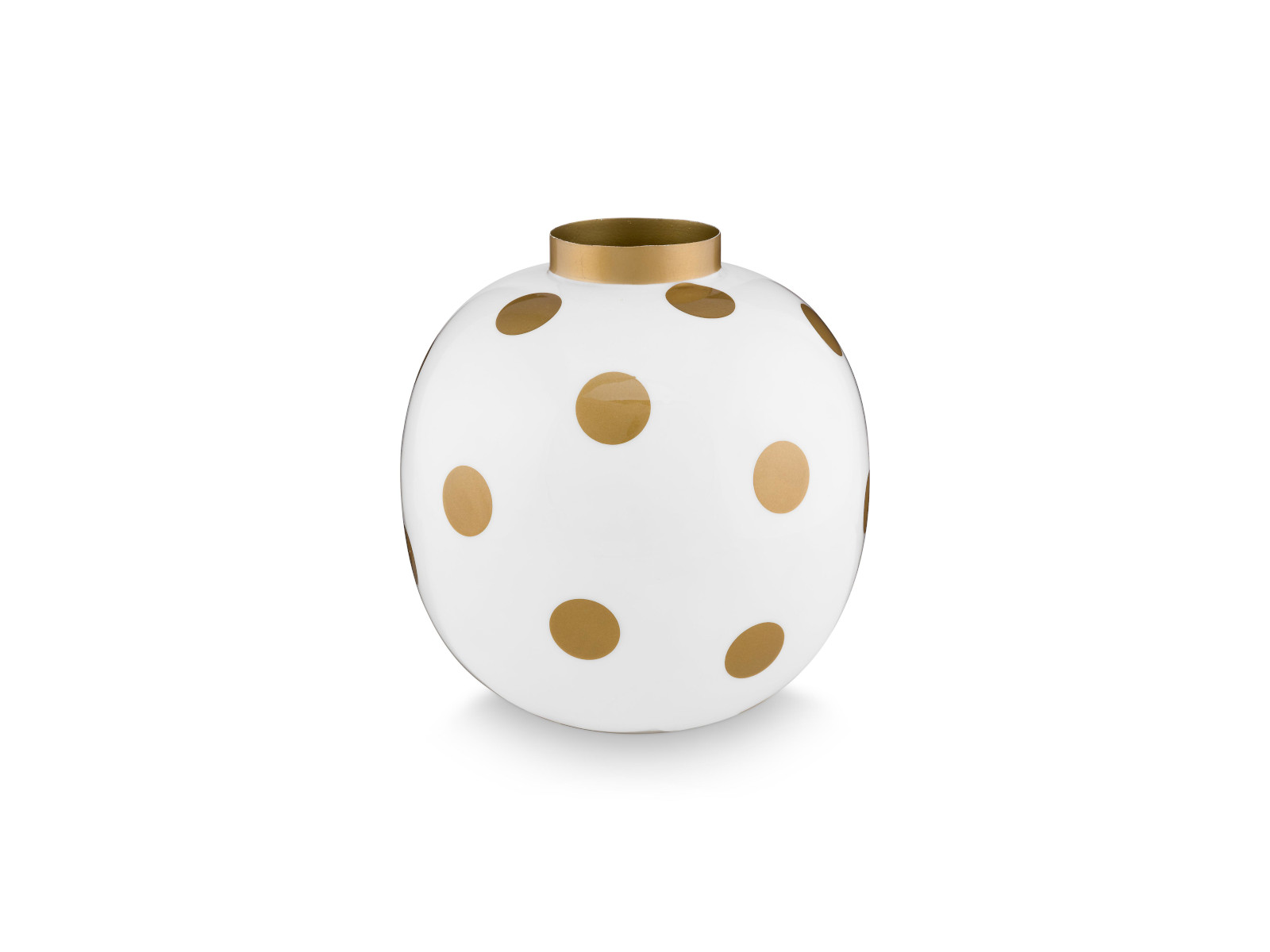 PIP STUDIO Vase Metall Dots weiß-gold 23cm Freisteller 1