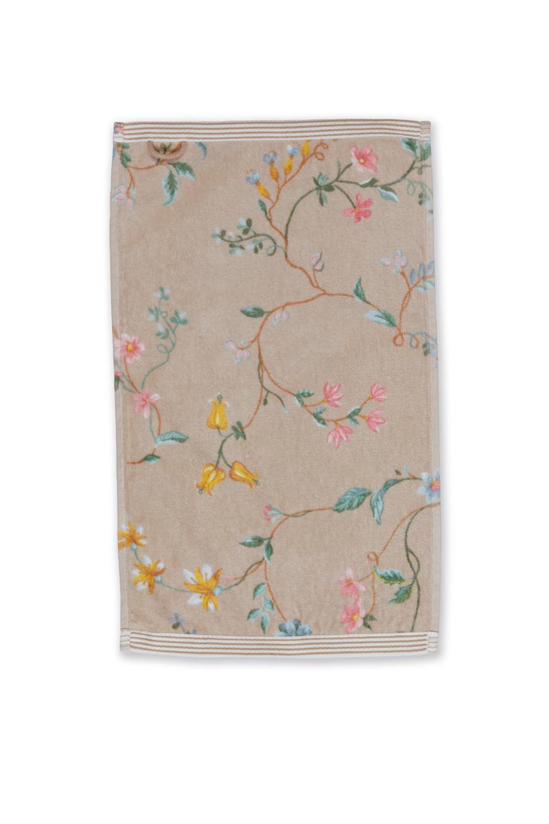 Les Fleurs Gästehandtuch khaki 30x50cm (1 Stück)